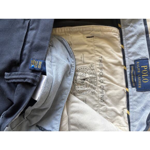 Men's Polo Ralph Lauren Navy Blue Stretch Straight Leg Chino Pants 33 X 32 - Picture 2 of 5